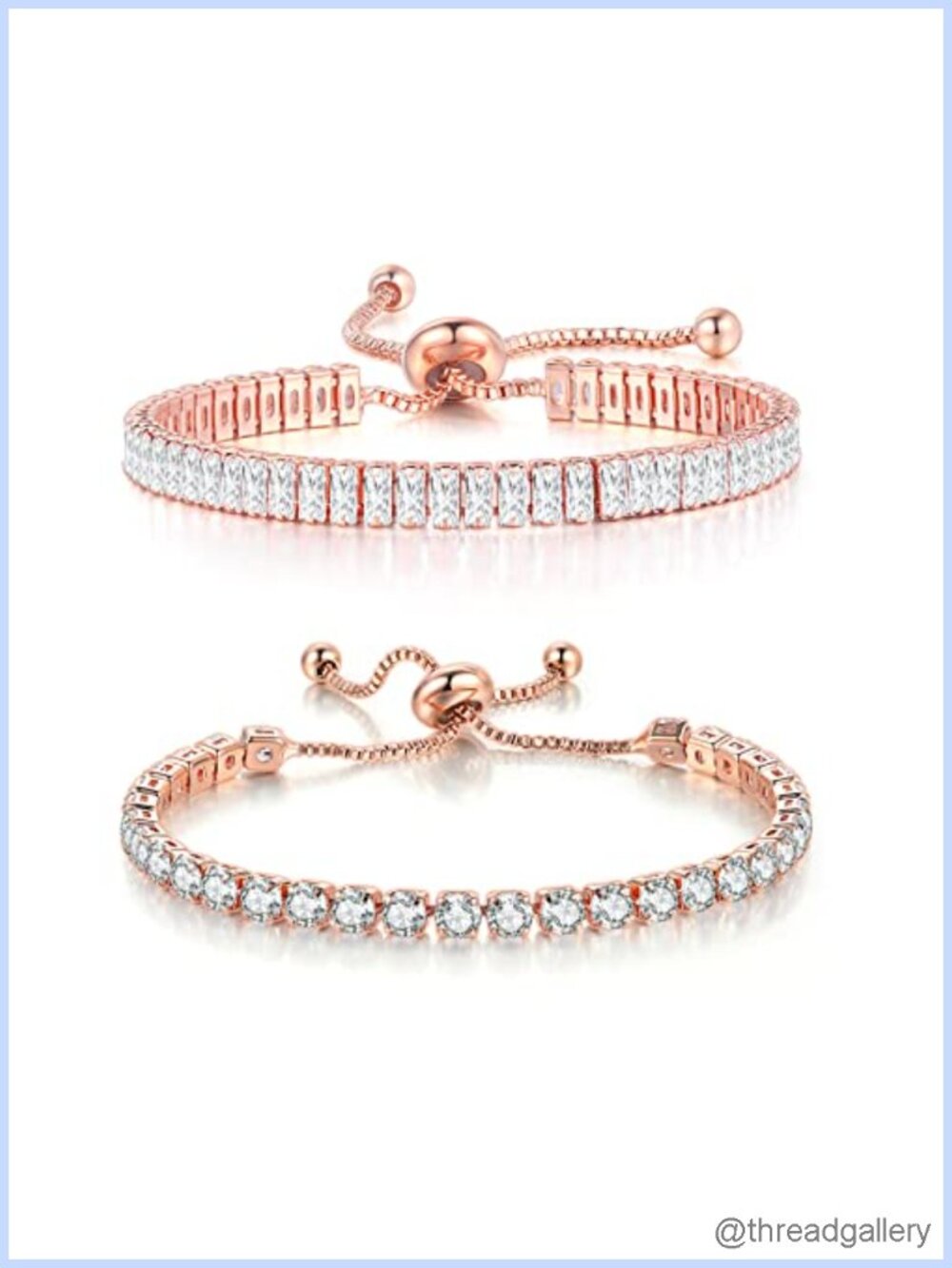 Dainty Sparkling Crystal Tennis Bracelets Set 18K Gold Plated Shiny Cubic